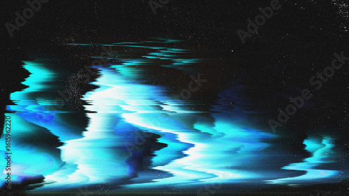 Quadro su tela Abstract glitch background with noise texture, visual distortions, wave-like deformations, chromatic aberrations, and VHS-inspired effects