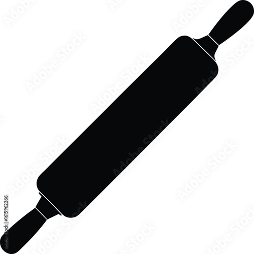 black silhouette a rolling pin on white background.eps
