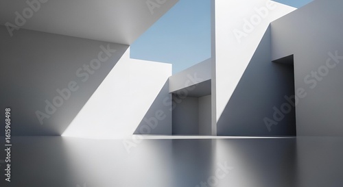 Wallpaper Mural Modern architectural space with dramatic sunlight and shadows Torontodigital.ca