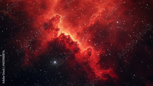 A red galaxy nebula wallpaper with cosmic dust and stars 