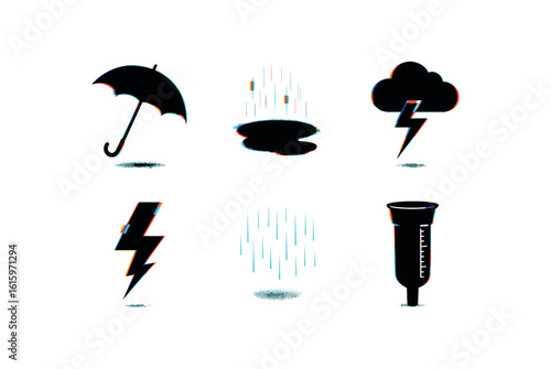 isolated backgond umbrella canopy soaked pavement thunder mble ning drizzle mist rain gau