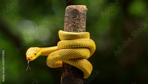 yellow snake wrapped around a stick in a symbolic representation of wiccan symbols pagan symbols celtic symbols