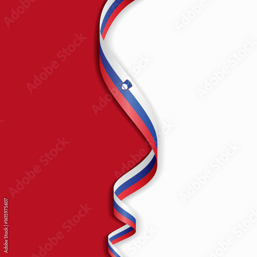 Slovenian flag wavy abstract background layout. Vector illustration.