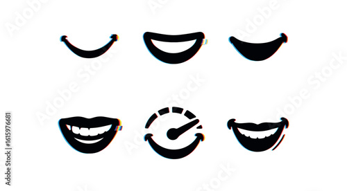 isolated backgond smile indicator dental enamel shine lip corner lift joyful grin icon epression intensity meter happiness crease pattern