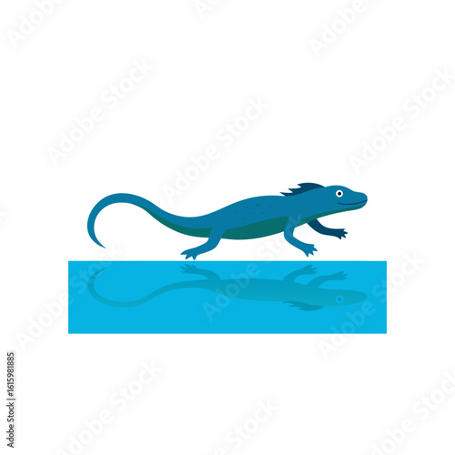 basilisk lizard running across water surface