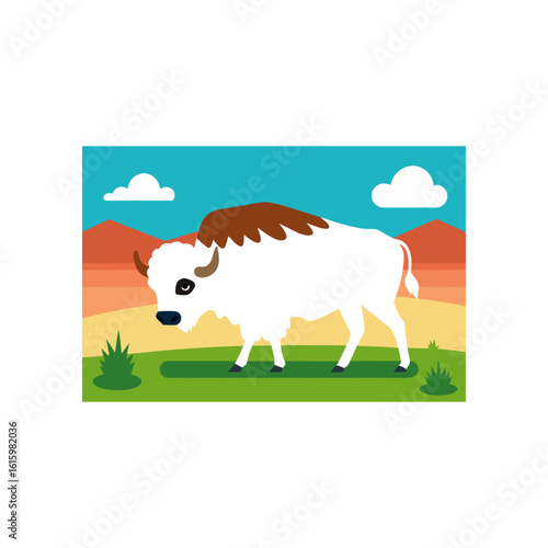 bison grazing in wide open prairie