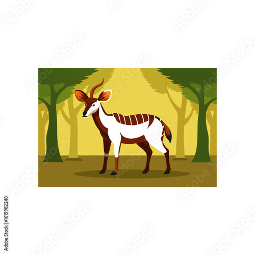 bongo antelope standing in dappled forest light