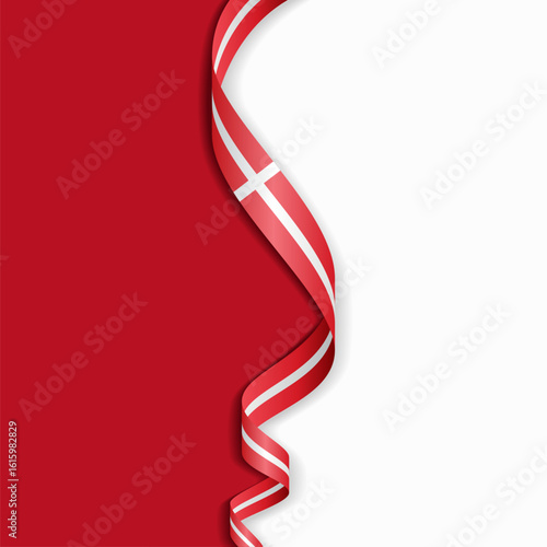 Danish flag wavy abstract background layout. Vector illustration.