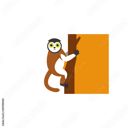 tamarin monkey clinging to tree trunk