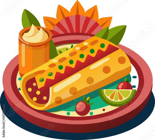 Mexican national holiday or cuisine enchilada dish stock illustration 