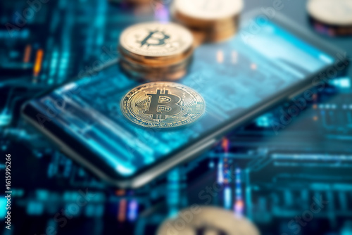 a phone, actively engaged in online daytrade of Bitcoin and cryptocurrency. The blurred background emphasizes the rapid buying and selling enabled by modern technology