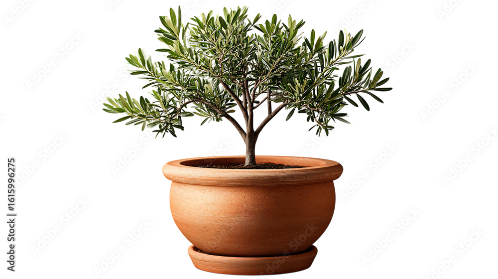 Obraz premium Small potted olive tree isolated on transparent background
