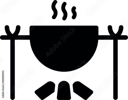 Campfire cooking pot silhouette