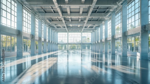  Spacious Modern Interior With High Ceilings And Large Windows In A Contemporary Building   Generative AI