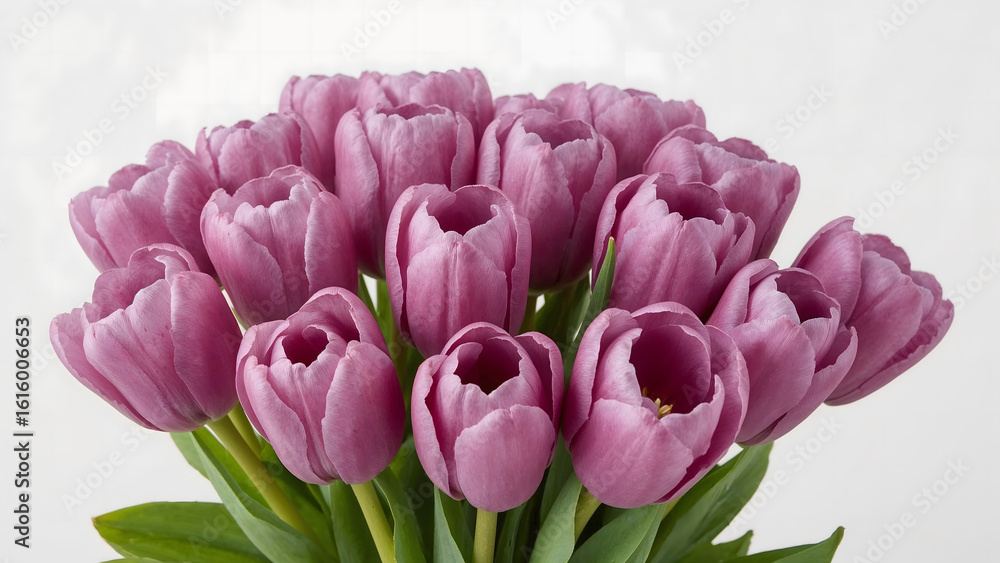 Obraz premium Elegant Bouquet of Purple Tulips – Fresh Spring Floral Arrangement