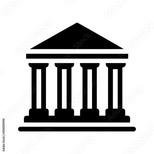 Building with iconic columns shown in flat silhouette for history or museum themes