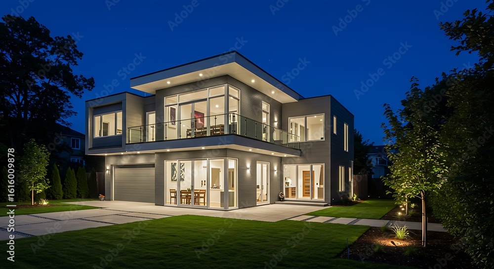 Obraz premium Reimagined house modern contemporary style isolated on white background with elegance