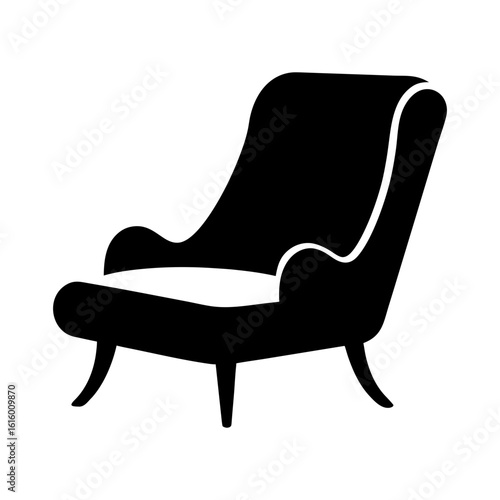 Lounge chair silhouette in elegant design with wide seat and modern backrest features