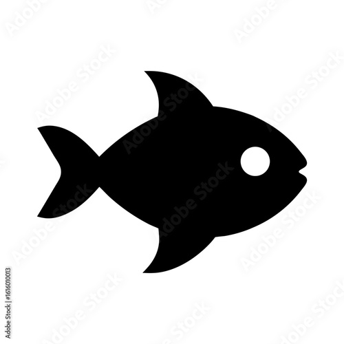 Flat fish vector icon with simple streamlined shape shown in clean silhouette style