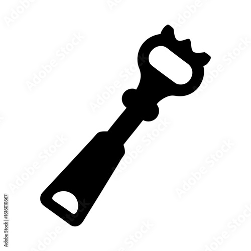 Bottle opener silhouette with key handle shown in minimalist modern kitchen vector