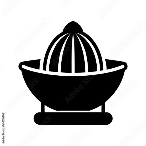 Citrus juicer silhouette with ridged top and base in flat minimalist kitchen design