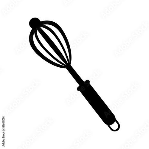 Rotary egg beater icon shown in minimalist flat silhouette for kitchen themed graphics