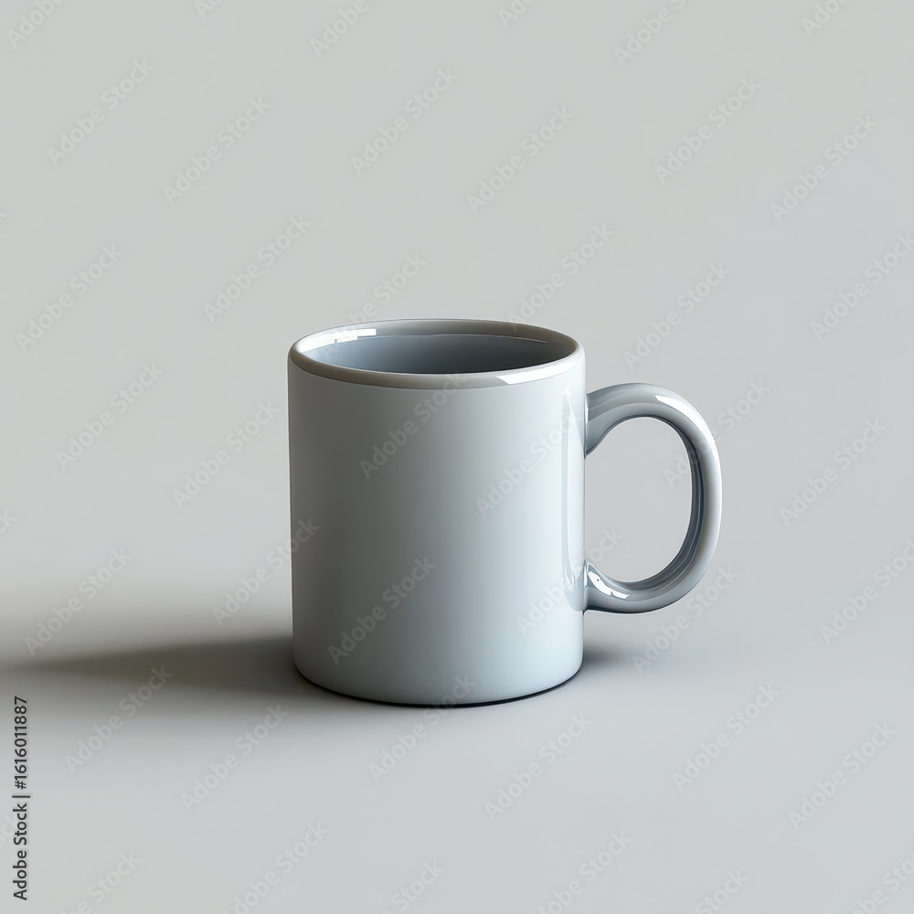 Fototapeta premium Light gray mug against a neutral background.