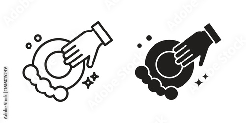 Washing dishes icon for social media, app, and web design. Vector illustration.