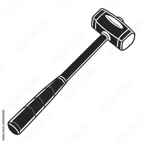 Sledgehammer silhouette isolated on white background