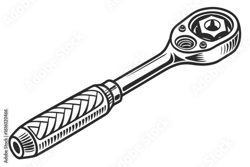 Ratchet wrench tool silhouette isolated on white background