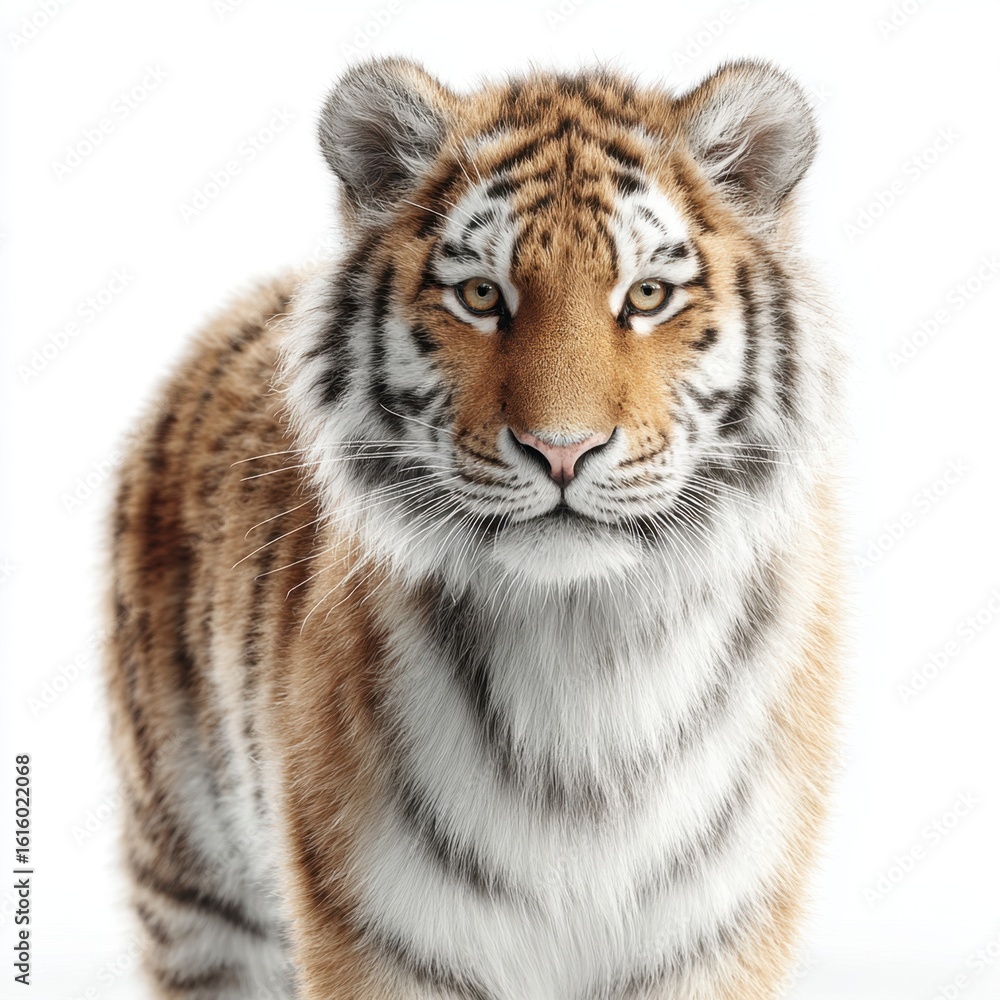 Obraz premium Tiger Cub Portrait Isolated on White