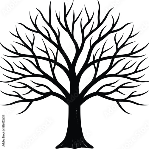 Bare Tree Silhouette Vector Illustration For Winter Design Elements