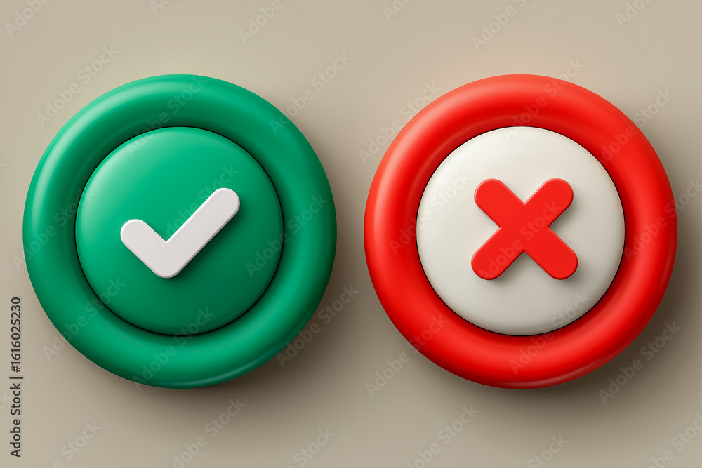 Fototapeta premium 「正解」と「不正解」:選択と判断のアイコン