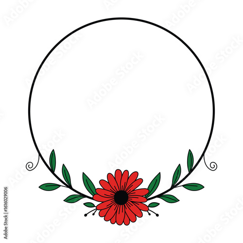 Circle flower frame in design