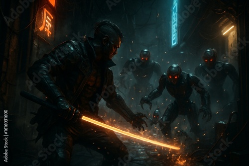 Futuristic technology battle
