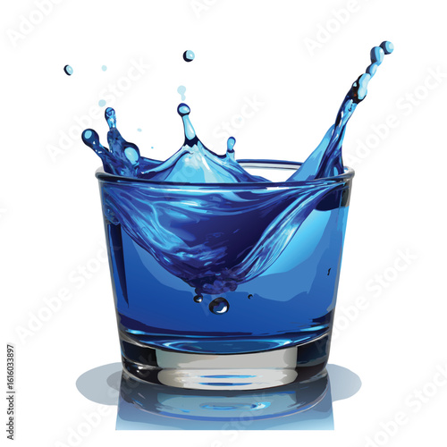 A glass of blue liquid drinks vector