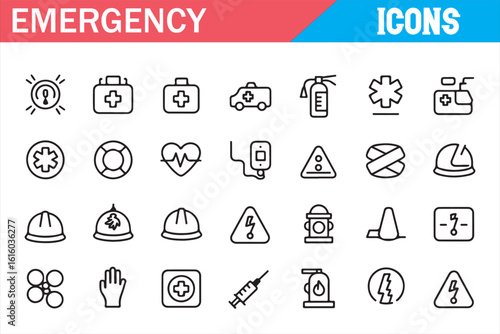 Medical and Safety Icons for Emergency Response and First Aid