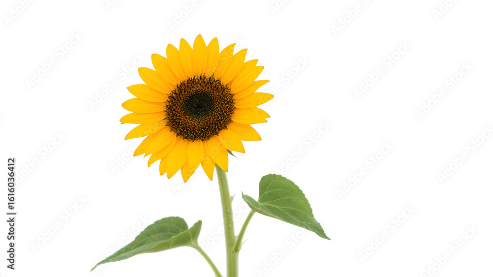 Obraz premium Vibrant Sunflower in Full Bloom Against a White Background