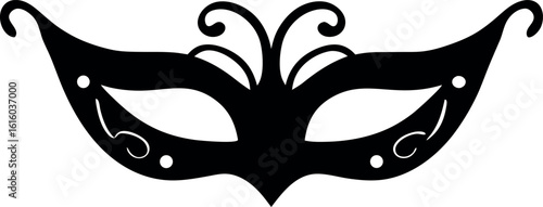carnival mask silhouette vector illustration, mardi gras carnival mask black icon