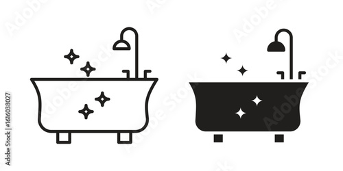 Bathtub cleaning icon for social media, app, and web design. Vector illustration.