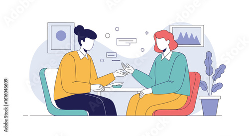 Two individuals engaged in a collaborative discussion and handshaking symbolizing agreement and partnership in a professional setting