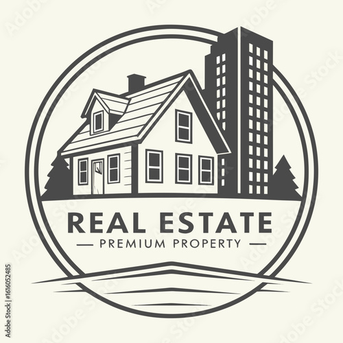 Real Estate and City Skyline Logo Vector Template - Modern Property, Urban Construction, and Housing Branding Design