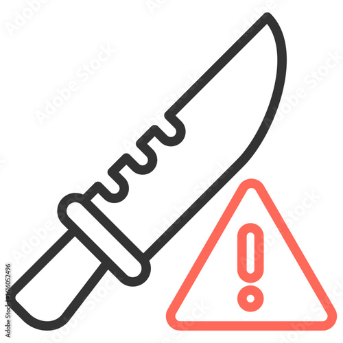 Icon communicating danger or warnings regarding bladed weapons explicitly indicate the threat or danger posed by sharp weapons.