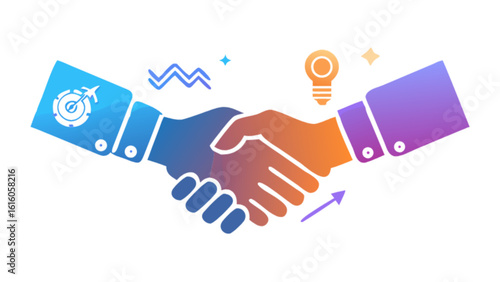 A handshake symbolizes a successful business agreement, deal, partnership, and collaboration isolated on white background