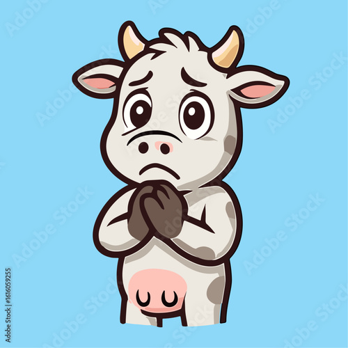 Cow Cartoon Mascot Sad Cow Illustrations