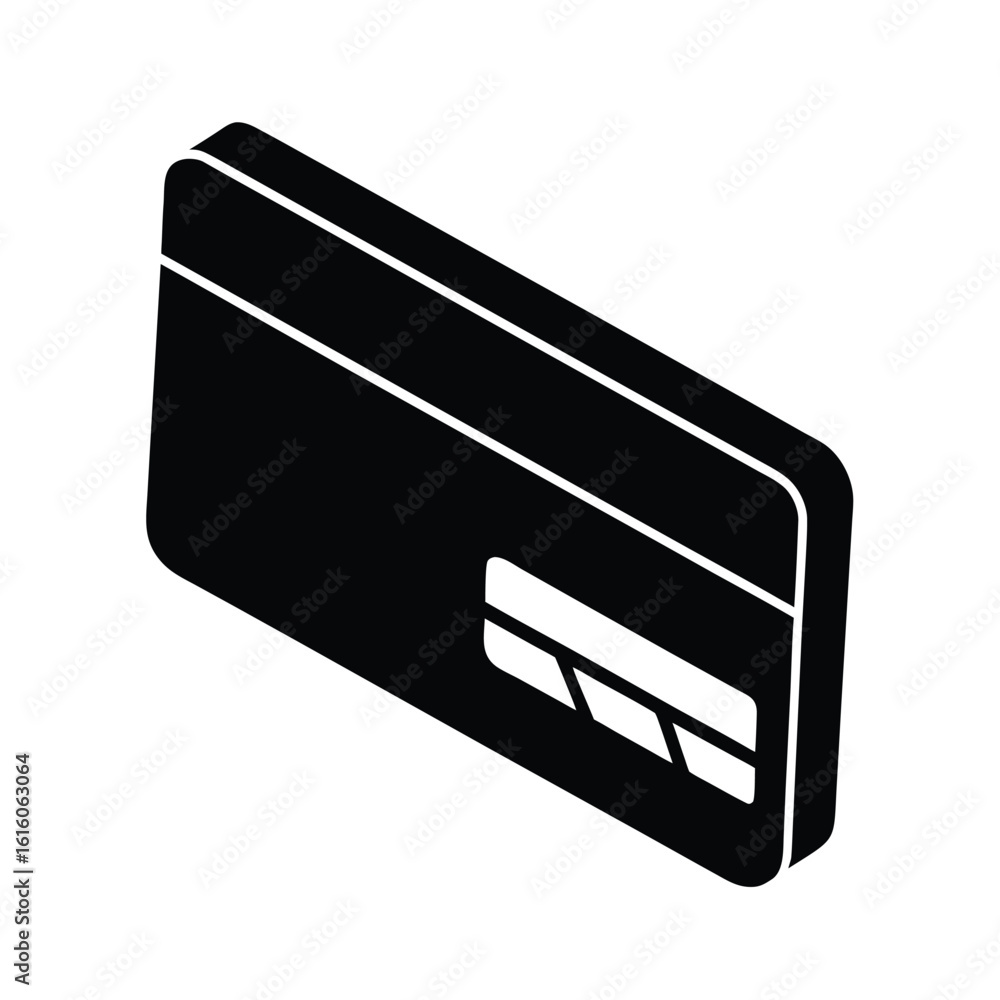 Φωτογραφία Vector art of a black silhouette of a credit card with a chip and magnetic strip