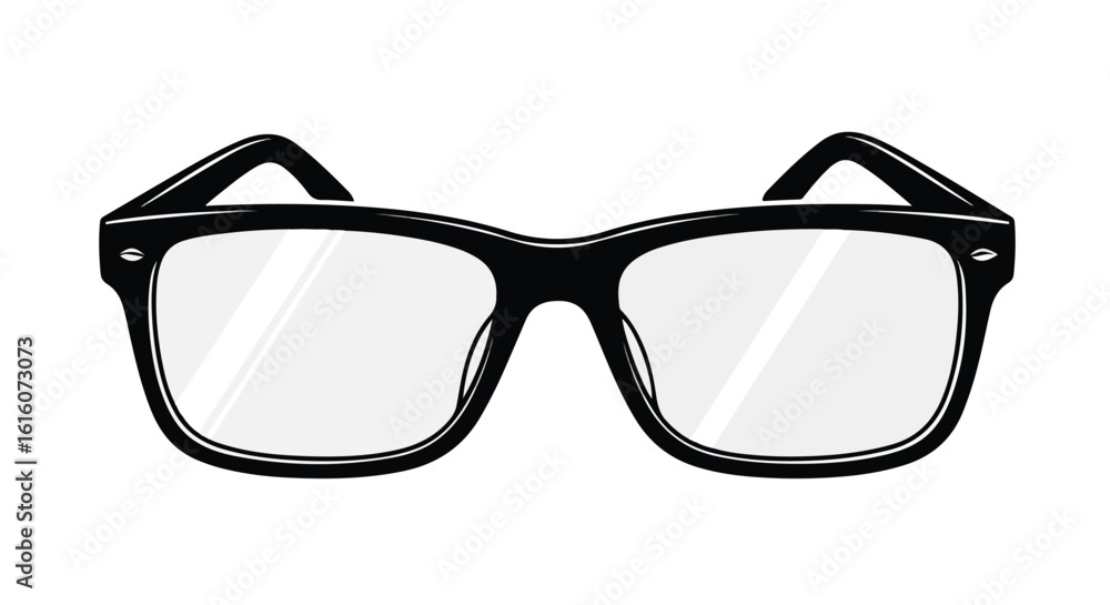 Fototapeta premium Classic Black Wayfarer Style Eyeglasses with Clear Lenses.