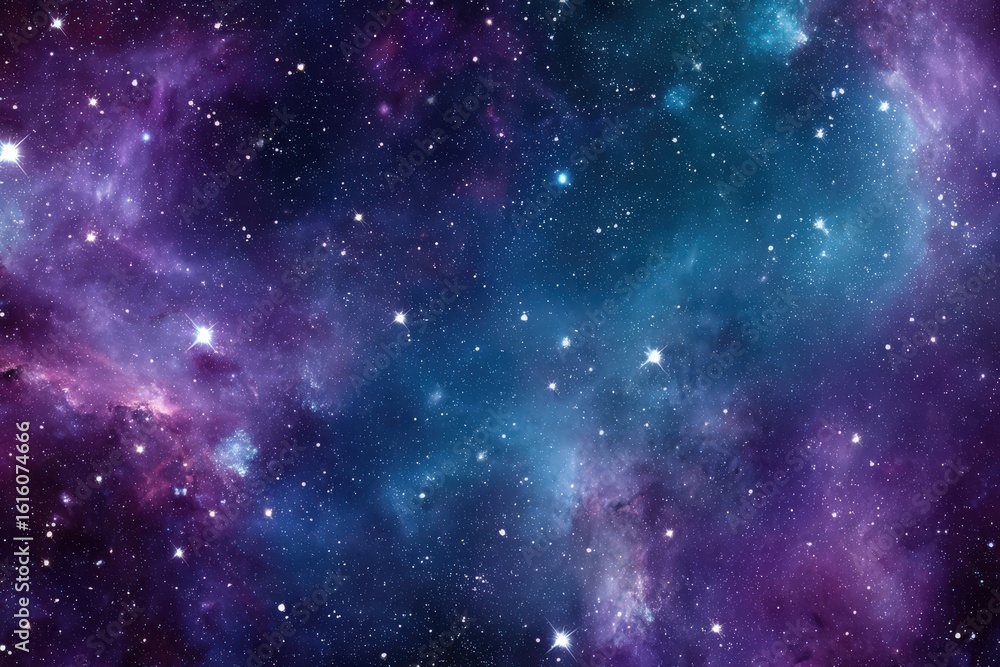 Fototapeta premium Cosmic expanse filled with ethereal nebulae and twinkling stars creating a mesmerizing celestial blueprint evoking wonder and curiosity about the mysteries of the universe