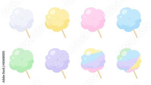 かわいい綿菓子のイラスト素材セット