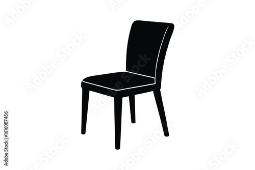 Vector art of a black and graphic illustration of a modern chair with upholstered seat and back, isolated a illustration